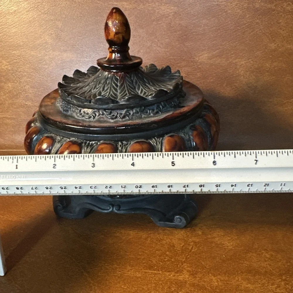 Vintage Rare Ornate Decorative Lidded Makeup Powder Vanity Container or Trinkets